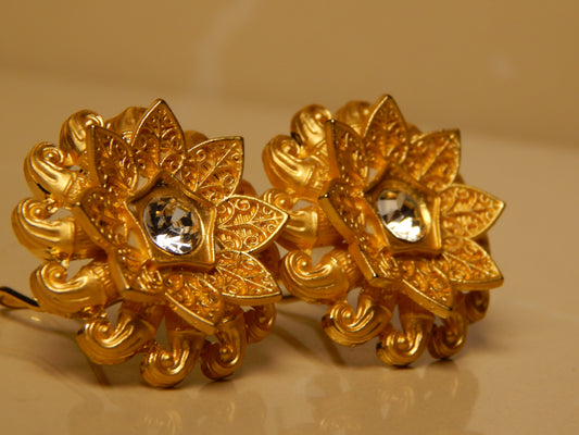 Flower Style Gold Plated Tops, With Star Shine Stone, Tops